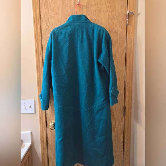 Vintage Braefair Union Made Teal 100% Wool Trench Coat 1960s - Picture 10 of 10